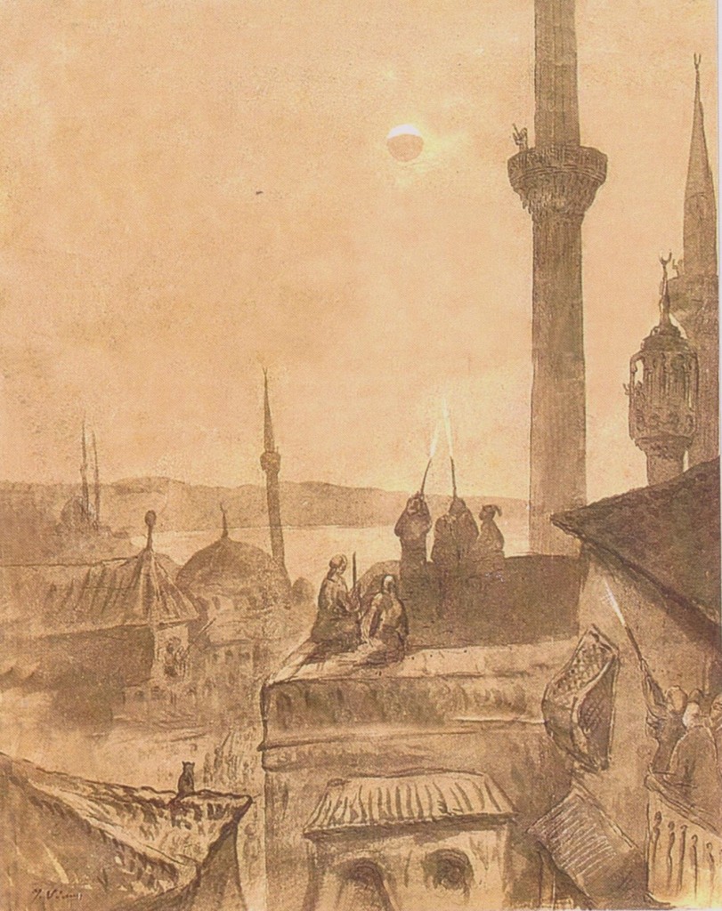 14- Eclipse de Lune à Stamboul le 27 février 1877, dessin de Pierre Loti