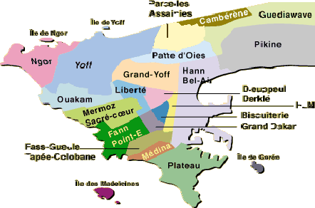 Plan actuel de Dakar en 19 communes d’arrondissement - JX1953