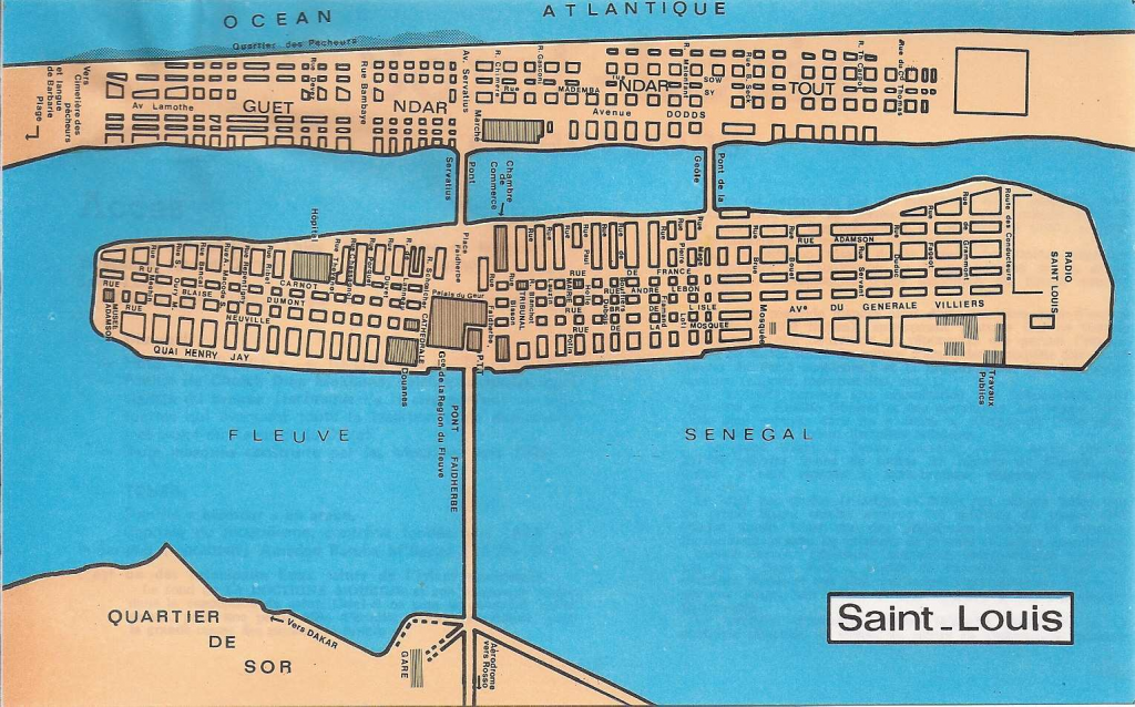 Plan de Saint-Louis montrant bien le tracé or