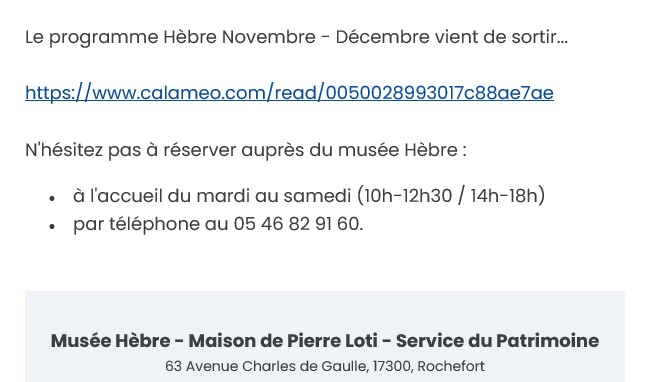 Musée Hèbre - Programme Novembre - Décembre23